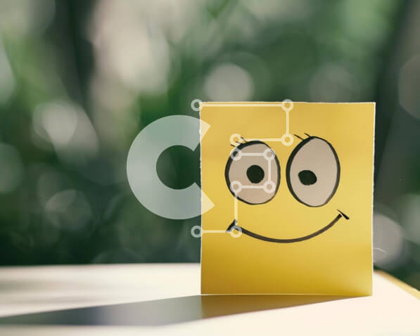 Intra Συλλεκτικό Ξύλινο Παζλ Plywood  4mm - Χαμογελαστό κίτρινο χαρτί με χαμογελαστό πρόσωπο σε εξωτερικούς χώρους Σε Ξύλινο Κουτί - Διαστάσεις Puzzle: 10x10 cm – 25 κομμάτια