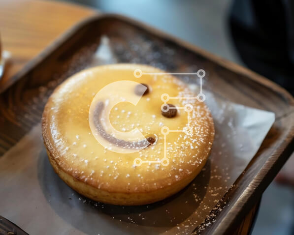 Σετ των 2 Intra Συλλεκτικό Ξύλινο Παζλ Plywood  4mm - Χαμογελαστό κέικ με ψεκαστήρες ζάχαρης και φλιτζάνι καφέ Σε Ξύλινο Κουτί - Διαστάσεις: 10x10 cm – 25 κομμάτια