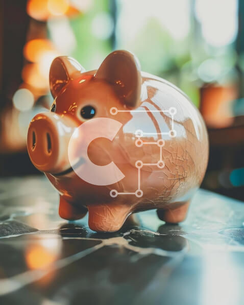 Intra Συλλεκτικό Ξύλινο Παζλ Plywood  4mm - Μικρός καφέ κουμπαράς στο τραπέζι με φυτά σε γλάστρες Σε Ξύλινο Κουτί - Διαστάσεις: 10x10 cm – 25 κομμάτια