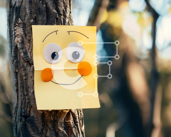 Intra Συλλεκτικό Ξύλινο Παζλ Plywood  4mm - Smiley Face Post-it Σημείωση για το δέντρο στη φύση Σε Ξύλινο Κουτί - Διαστάσεις: 10x10 cm – 25 κομμάτια