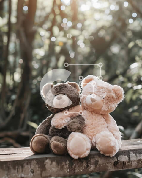 Intra Συλλεκτικό Ξύλινο Παζλ Plywood  4mm - Δύο αρκουδάκια στριμώχνονται σε ξύλινο πάγκο στο δάσος Σε Ξύλινο Κουτί - Διαστάσεις: 10x10 cm – 25 κομμάτια