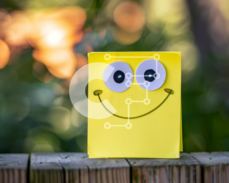 Intra Συλλεκτικό Ξύλινο Παζλ Plywood  4mm - Smiley Face σε κίτρινο χαρτί σε ξύλινα κιγκλιδώματα Σε Ξύλινο Κουτί - Διαστάσεις: 10x10 cm – 25 κομμάτια