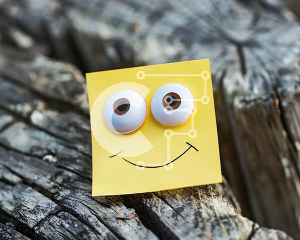 Intra Συλλεκτικό Ξύλινο Παζλ Plywood  4mm - Κίτρινο Post-it Σημείωμα με μάτια Σε Ξύλινο Κουτί - Διαστάσεις: 10x10 cm – 25 κομμάτια