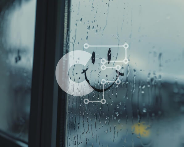 Intra Συλλεκτικό Ξύλινο Παζλ Plywood  4mm - Γελαστό πρόσωπο στο βροχερό περβάζι παραθύρου Σε Ξύλινο Κουτί - Διαστάσεις Puzzle: 10x10 cm – 25 κομμάτια