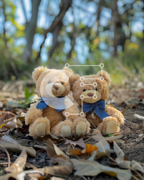 Intra Συλλεκτικό Ξύλινο Παζλ Plywood  4mm - Δύο αρκουδάκια που απολαμβάνουν τη φύση με μπλε παπιγιόν Σε Ξύλινο Κουτί - Διαστάσεις: 10x10 cm – 25 κομμάτια