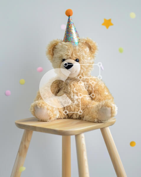 Intra Συλλεκτικό Ξύλινο Παζλ Plywood  4mm - Γιορτή αρκουδάκι με μπαλόνια Σε Ξύλινο Κουτί - Διαστάσεις Puzzle: 10x10 cm – 25 κομμάτια