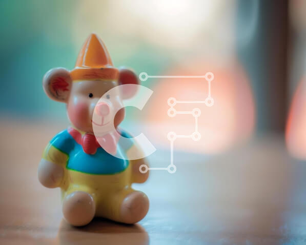 Intra Συλλεκτικό Ξύλινο Παζλ Plywood  4mm - Παιχνίδι αρκουδάκι με πορτοκαλί πάρτι καπέλο Σε Ξύλινο Κουτί - Διαστάσεις: 10x10 cm – 25 κομμάτια