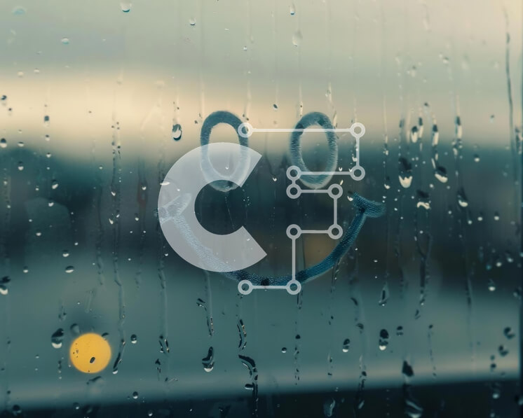 Intra Συλλεκτικό Ξύλινο Παζλ Plywood  4mm - Γελαστό πρόσωπο ζωγραφισμένο σε παράθυρο με λεκέδες από τη βροχή Σε Ξύλινο Κουτί - Διαστάσεις Puzzle: 10x10 cm – 25 κομμάτια