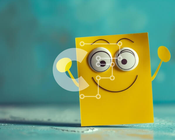 Intra Συλλεκτικό Ξύλινο Παζλ Plywood  4mm - Χαρτί τέχνη με διασκεδαστικό χαμογελαστό πρόσωπο σε μπλε φόντο Σε Ξύλινο Κουτί - Διαστάσεις Puzzle: 10x10 cm – 25 κομμάτια