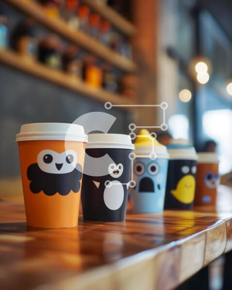 Σετ των 2 Intra Συλλεκτικό Ξύλινο Παζλ Plywood  4mm - Πολύχρωμα φλιτζάνια καφέ με σχέδια ζώων και κινούμενων σχεδίων Σε Ξύλινο Κουτί - Διαστάσεις: 10x10 cm – 25 κομμάτια