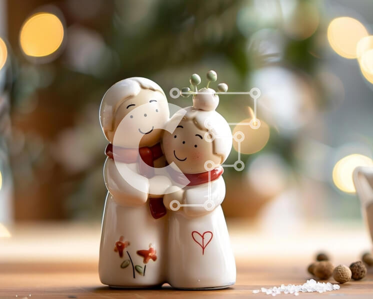 Intra Συλλεκτικό Ξύλινο Παζλ Plywood  4mm - Διακοσμητική έκθεση εορταστικής περιόδου με ζευγάρια ειδώλια και εορταστική διακόσμηση Σε Ξύλινο Κουτί - Διαστάσεις: 10x10 cm – 25 κομμάτια