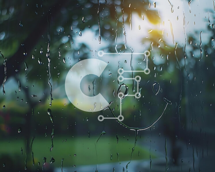 Intra Συλλεκτικό Ξύλινο Παζλ Plywood  4mm - Χαμογελαστό πρόσωπο σε παράθυρο λεκιασμένο από τη βροχή με δέντρα στο φόντο Σε Ξύλινο Κουτί - Διαστάσεις Puzzle: 10x10 cm – 25 κομμάτια