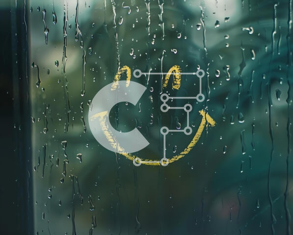 Intra Συλλεκτικό Ξύλινο Παζλ Plywood  4mm - Κίτρινο χαμογελαστό πρόσωπο σε παράθυρο λεκιασμένο από τη βροχή Σε Ξύλινο Κουτί - Διαστάσεις Puzzle: 10x10 cm – 25 κομμάτια