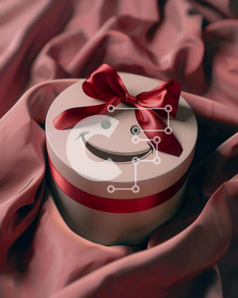 Intra Συλλεκτικό Ξύλινο Παζλ Plywood  4mm - Λευκό κουτί δώρου τυλιγμένο σε κόκκινο ύφασμα με χαμογελαστό πρόσωπο Σε Ξύλινο Κουτί - Διαστάσεις: 10x10 cm – 25 κομμάτια