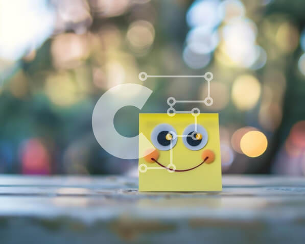 Intra Συλλεκτικό Ξύλινο Παζλ Plywood  4mm - Αναποδογυρισμένο Smiley Face Post-It Note στο τραπέζι Σε Ξύλινο Κουτί - Διαστάσεις: 10x10 cm – 25 κομμάτια