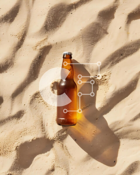 Σετ των 2 Intra Συλλεκτικό Ξύλινο Παζλ Plywood  4mm - Άδειο μπουκάλι μπύρας στην παραλία Σε Ξύλινο Κουτί - Διαστάσεις: 10x10 cm – 25 κομμάτια