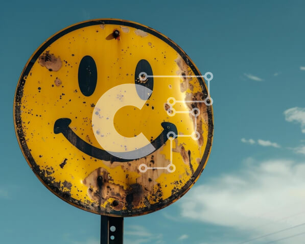 Intra Συλλεκτικό Ξύλινο Παζλ Plywood  4mm - Σκουριασμένο Smiley Face σημάδι στην άκρη του δρόμου Σε Ξύλινο Κουτί - Διαστάσεις Puzzle: 10x10 cm – 25 κομμάτια