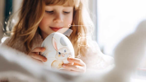 Intra Συλλεκτικό Ξύλινο Παζλ Plywood  4mm - Νεαρό κορίτσι που κρατά διακοσμημένο πασχαλινό αυγό Σε Ξύλινο Κουτί - Διαστάσεις: 10x10 cm – 25 κομμάτια