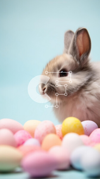 Intra Συλλεκτικό Ξύλινο Παζλ Plywood  4mm - Χαριτωμένο πασχαλινό λαγουδάκι με πολύχρωμα αυγά και καραμέλα Σε Ξύλινο Κουτί - Διαστάσεις Puzzle: 10x10 cm – 25 κομμάτια