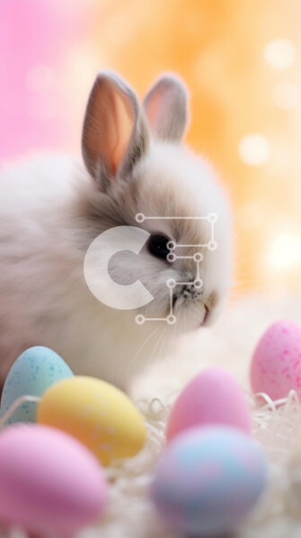 Σετ των 2 Intra Συλλεκτικό Ξύλινο Παζλ Plywood  4mm - Αξιολάτρευτο λευκό κουνελάκι με πολύχρωμα πασχαλινά αυγά Σε Ξύλινο Κουτί - Διαστάσεις: 10x10 cm – 25 κομμάτια