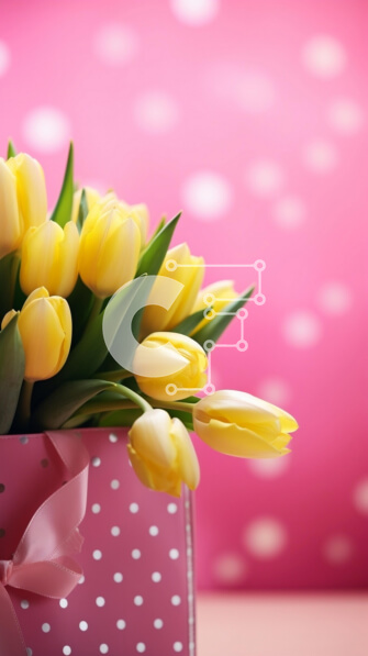 Σετ των 2 Intra Συλλεκτικό Ξύλινο Παζλ Plywood  4mm - Ροζ κουτί με φρέσκες κίτρινες τουλίπες Σε Ξύλινο Κουτί - Διαστάσεις: 10x10 cm – 25 κομμάτια