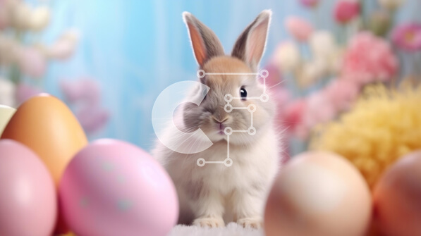 Intra Συλλεκτικό Ξύλινο Παζλ Plywood  4mm - Κουνέλι με τα πολύχρωμα Πασχαλινά αυγά Σε Ξύλινο Κουτί - Διαστάσεις: 10x10 cm – 25 κομμάτια