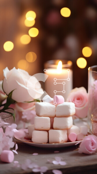 Intra Συλλεκτικό Ξύλινο Παζλ Plywood  4mm - Ρομαντικό τραπέζι με Marshmallows, λουλούδια και κεριά Σε Ξύλινο Κουτί - Διαστάσεις: 10x10 cm – 25 κομμάτια