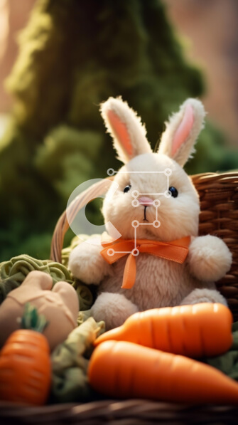 Intra Συλλεκτικό Ξύλινο Παζλ Plywood  4mm - Πασχαλινό λαγουδάκι κουνέλι με καρότα και διακοσμητικά Σε Ξύλινο Κουτί - Διαστάσεις: 10x10 cm – 25 κομμάτια