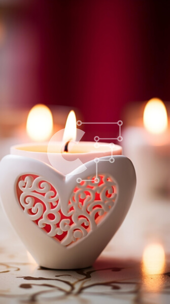 Intra Συλλεκτικό Ξύλινο Παζλ Plywood  4mm - Λευκό Κηροπήγιο σε σχήμα καρδιάς με αναμμένα κεριά Σε Ξύλινο Κουτί - Διαστάσεις Puzzle: 10x10 cm – 25 κομμάτια