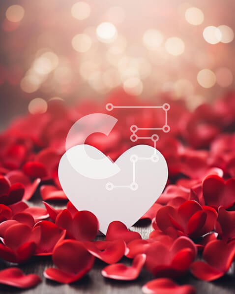 Intra Συλλεκτικό Ξύλινο Παζλ Plywood  4mm - Λευκό χαρτί σε σχήμα καρδιάς σε κόκκινα ροδοπέταλα για την ημέρα του Αγίου Βαλεντίνου Σε Ξύλινο Κουτί - Διαστάσεις: 10x10 cm – 25 κομμάτια