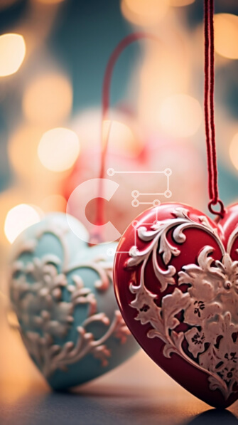 Intra Συλλεκτικό Ξύλινο Παζλ Plywood  4mm - Στολίδια καρδιάς για την ημέρα του Αγίου Βαλεντίνου σε σκούρο φόντο Σε Ξύλινο Κουτί - Διαστάσεις: 10x10 cm – 25 κομμάτια