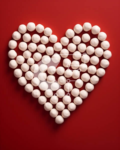 Intra Συλλεκτικό Ξύλινο Παζλ Plywood  4mm - Marshmallows σε σχήμα καρδιάς σε κόκκινο φόντο Σε Ξύλινο Κουτί - Διαστάσεις Puzzle: 10x10 cm – 25 κομμάτια