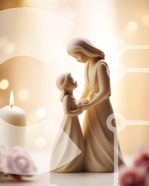 Intra Συλλεκτικό Ξύλινο Παζλ Plywood  4mm - Ειδώλιο μητέρας και κόρης με κεριά Σε Ξύλινο Κουτί - Διαστάσεις Puzzle: 10x10 cm – 25 κομμάτια