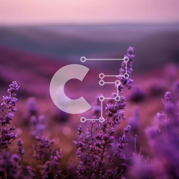 Intra Συλλεκτικό Ξύλινο Παζλ Plywood  4mm - Πεδίο μωβ λουλουδιών με βουνά και λόφους Σε Ξύλινο Κουτί - Διαστάσεις: 10x10 cm – 25 κομμάτια