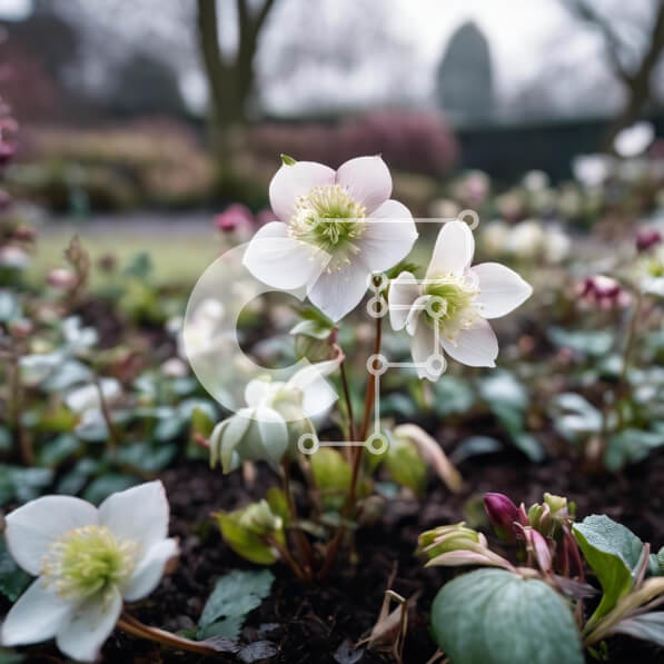 Intra Συλλεκτικό Ξύλινο Παζλ Plywood  4mm - Λευκά και ροζ λουλούδια στον κήπο Σε Ξύλινο Κουτί - Διαστάσεις: 10x10 cm – 25 κομμάτια