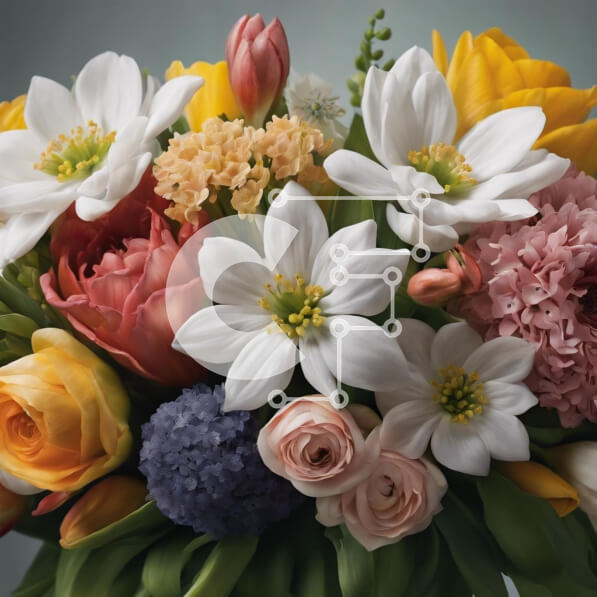 Intra Συλλεκτικό Ξύλινο Παζλ Plywood  4mm - Ζωντανό μπουκέτο από πολύχρωμα λουλούδια Σε Ξύλινο Κουτί - Διαστάσεις: 10x10 cm – 25 κομμάτια