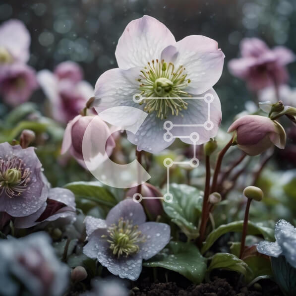 Intra Συλλεκτικό Ξύλινο Παζλ Plywood  4mm - Ροζ και λευκά λουλούδια που ανθίζουν στη βροχή Σε Ξύλινο Κουτί - Διαστάσεις: 10x10 cm – 25 κομμάτια