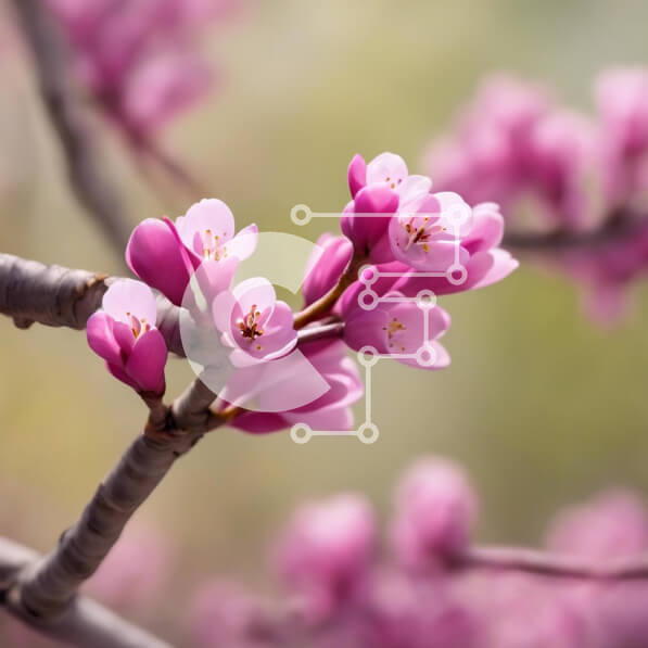 Intra Συλλεκτικό Ξύλινο Παζλ Plywood  4mm - Όμορφο κλαδί δέντρου με ροζ λουλούδια Σε Ξύλινο Κουτί - Διαστάσεις: 10x10 cm – 25 κομμάτια