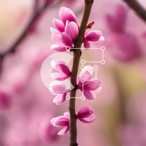 Intra Συλλεκτικό Ξύλινο Παζλ Plywood  4mm - Κοντινό πλάνο ροζ ανοιξιάτικων λουλουδιών σε διακοσμητικό δέντρο Σε Ξύλινο Κουτί - Διαστάσεις: 10x10 cm – 25 κομμάτια