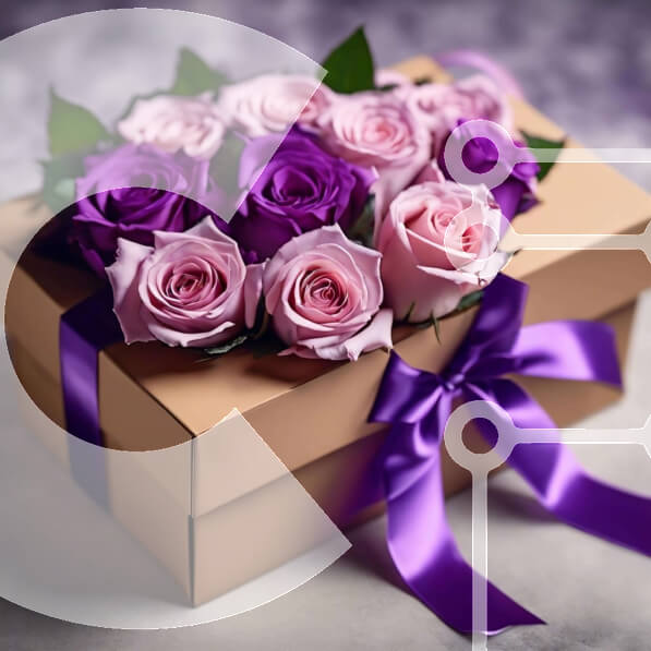 Σετ των 2 Intra Συλλεκτικό Ξύλινο Παζλ Plywood  4mm - Κομψό μπουκέτο τριαντάφυλλο σε καφέ κουτί Σε Ξύλινο Κουτί - Διαστάσεις: 10x10 cm – 25 κομμάτια