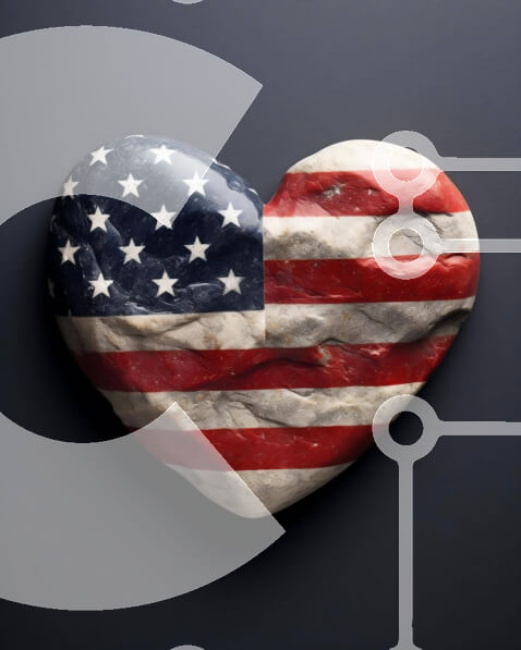 Intra Συλλεκτικό Ξύλινο Παζλ Plywood  4mm - Ροκ σε σχήμα καρδιάς με αμερικανική σημαία για την ημέρα της ανεξαρτησίας Σε Ξύλινο Κουτί - Διαστάσεις: 10x10 cm – 25 κομμάτια