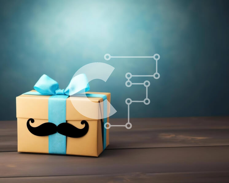 Intra Συλλεκτικό Ξύλινο Παζλ Plywood  4mm - Κουτί δώρου με μουστάκι και φιόγκο σε ξύλινο τραπέζι Σε Ξύλινο Κουτί - Διαστάσεις: 10x10 cm – 25 κομμάτια