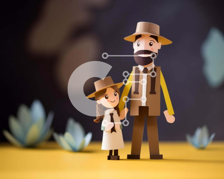 Intra Συλλεκτικό Ξύλινο Παζλ Plywood  4mm - Αποκόμματα χαρτιού ηλικιωμένου άνδρα και κόρης στη φύση Σε Ξύλινο Κουτί - Διαστάσεις Puzzle: 10x10 cm – 25 κομμάτια