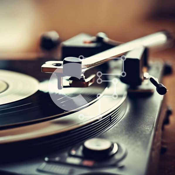 Intra Συλλεκτικό Ξύλινο Παζλ Plywood  4mm - Κοντινό πλάνο ενός παλιού πικάπ με ακουστικά Σε Ξύλινο Κουτί - Διαστάσεις: 10x10 cm – 25 κομμάτια