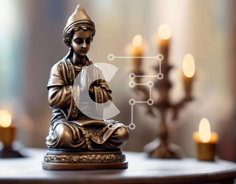 Intra Συλλεκτικό Ξύλινο Παζλ Plywood  4mm - Άγαλμα του Βούδα με κεριά για διαλογισμό και προσευχή Σε Ξύλινο Κουτί - Διαστάσεις Puzzle: 10x10 cm – 25 κομμάτια