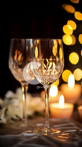 Intra Συλλεκτικό Ξύλινο Παζλ Plywood  4mm - Ποτήρια κρασιού και κεριά στο τραπέζι με λευκά τριαντάφυλλα Σε Ξύλινο Κουτί - Διαστάσεις: 10x10 cm – 25 κομμάτια