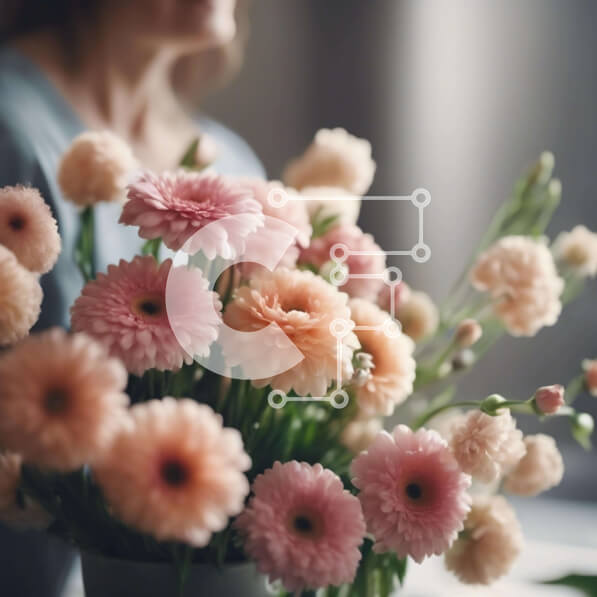 Σετ των 2 Intra Συλλεκτικό Ξύλινο Παζλ Plywood  4mm - Γυναίκα που θαυμάζει τη σύνθεση λουλουδιών Σε Ξύλινο Κουτί - Διαστάσεις: 10x10 cm – 25 κομμάτια