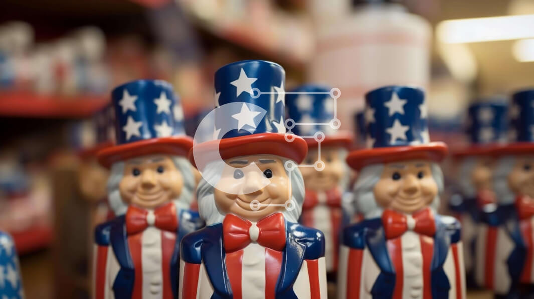 Intra Συλλεκτικό Ξύλινο Παζλ Plywood  4mm - Πατριωτικά ειδώλια του θείου Σαμ για τον εορτασμό της 4ης Ιουλίου Σε Ξύλινο Κουτί - Διαστάσεις: 10x10 cm – 25 κομμάτια