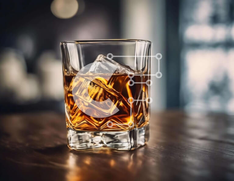 Σετ των 2 Intra Συλλεκτικό Ξύλινο Παζλ Plywood  4mm - Ποτήρι ουίσκι με παγάκια στο τραπέζι Σε Ξύλινο Κουτί - Διαστάσεις: 10x10 cm – 25 κομμάτια