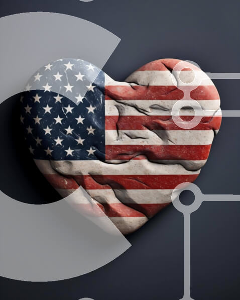 Intra Συλλεκτικό Ξύλινο Παζλ Plywood  4mm - Βράχος σε σχήμα καρδιάς με σημαία ΗΠΑ Σε Ξύλινο Κουτί - Διαστάσεις: 10x10 cm – 25 κομμάτια